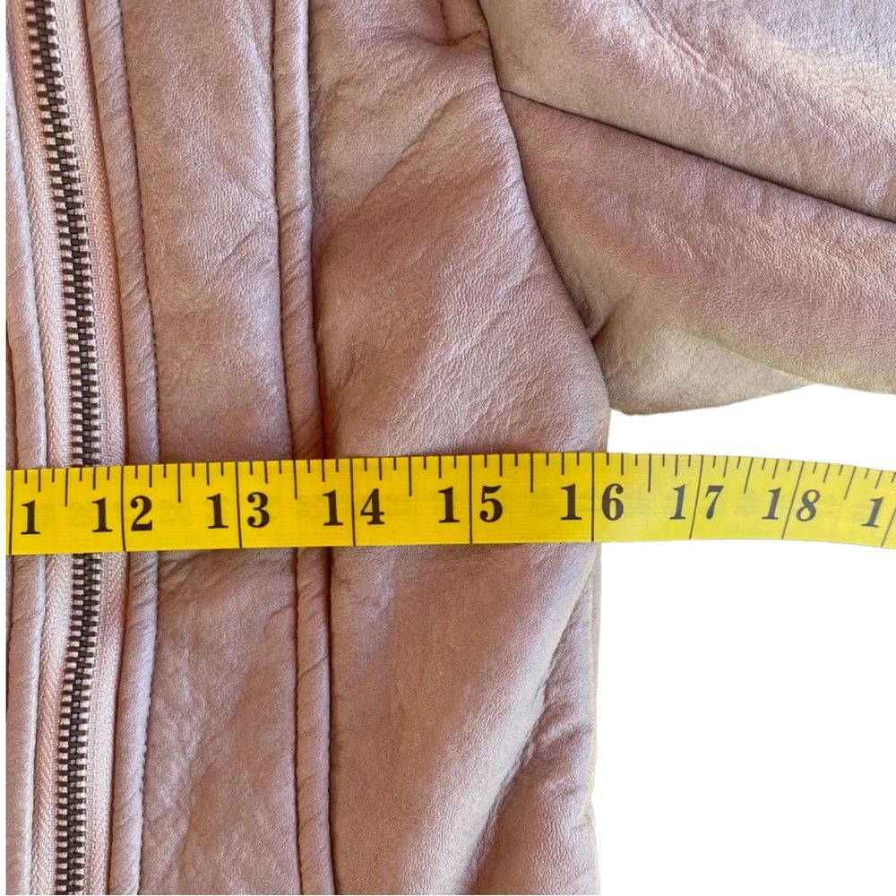 HP✨NWT SAGE the Label Rustic Heart Biker Faux Leather Moto Long Sleeve Jacket XS - Picture 12 of 16